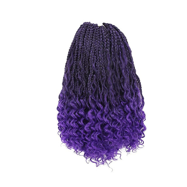 Edalina 8 Packs Goddess Box Braids Crochet Curly end 10''14'' 18'' 24 Inch Boho Box Braids Bohemian Crochet Hair Extension 16 strands/Pack for Women