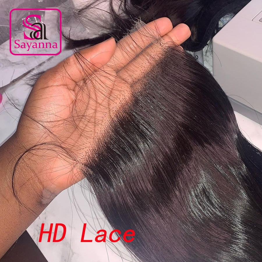 Invisible HD Lace Frontal Closures 5x5 Lace Closure Straight Remy Human Hair With Baby Hair Melt Skins 4x4 HD Lace For Women