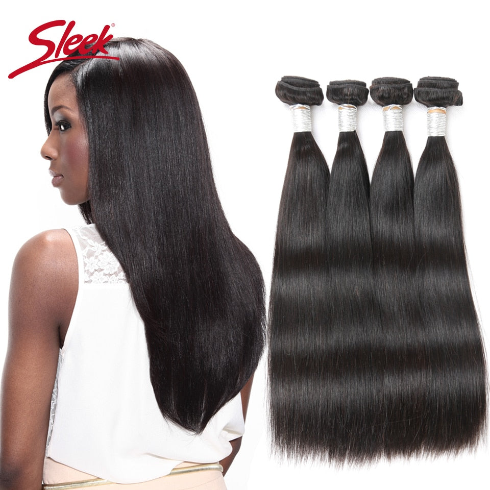 Sleek Peruvian Straight Hair Bundles Remy Hair Weave 8 To 30 Inches Extension100% Real Natural Human Hair Can Buy 3 Or 4 Bundles