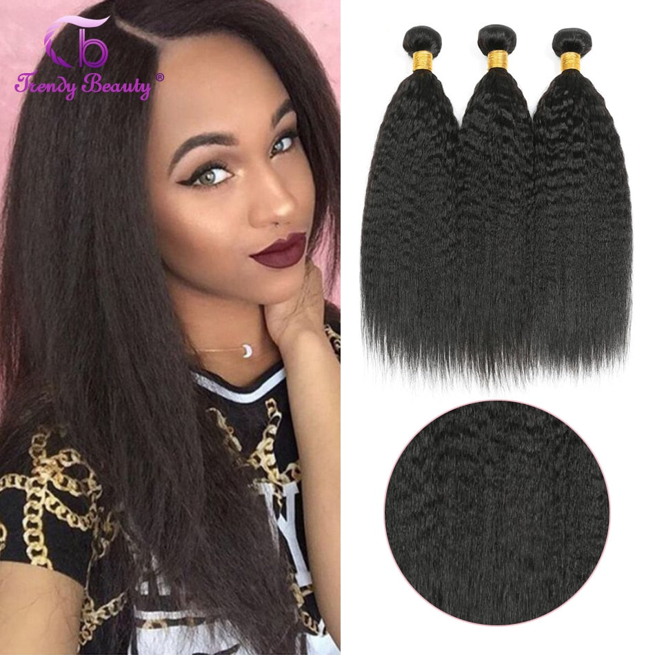 Brazilian Kinky Straight 1/3/4 Pcs Brazilian Hair Weaving Can Be Dyed Hair Extensions 100% Human Hair