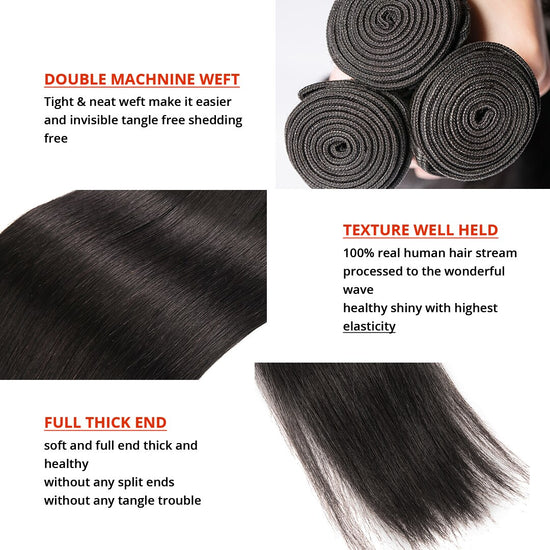 Straight Human Hair Bundles 30 32 34 40 Inch Brazilian 100% Unprocessed Virgin Straight Human Hair Extensions