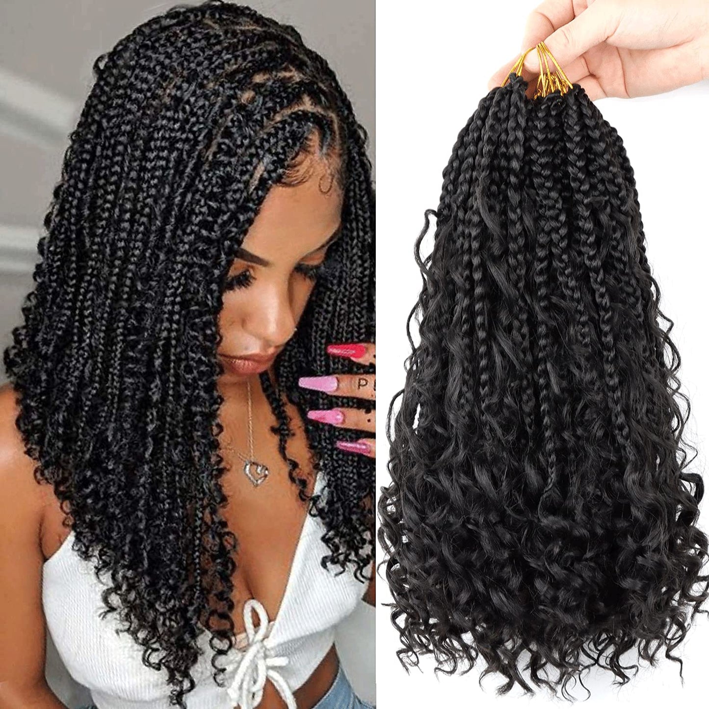 7 Packs Crochet Box Braids Curly Ends 10 Inch Finland